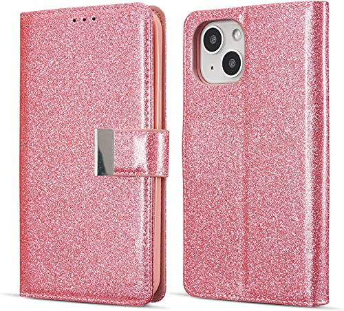 MOBISTAR Case For Apple iPhone 11 PRO 5.8-inch, Premium PU Leather Magnetic Phone Case Shiny Bling Glitter Book Flip Stand Card Wallet Protective Cover (Pink)