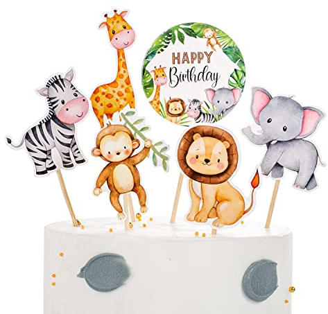 36 Stück Wild Tiere kuchendeko, Jungle Safari Tortenaufleger,Urwald Cupcake Topper Dschungel Tortendeko Kuchendeckel Muffin Deko Tortenaufsatz für Baby Kinder Junge Jungs Geburtstag Party Dekoration