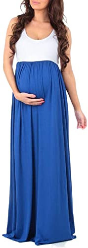 LAEMILIA Robe de Grossesse Femme Eté Robe Longue Enceinte Robe Maternité Grande Taille sans Manche Robe Grossesse Chic Vêtements de Maternité Tenue Eté Enceinte Taille Haute S-XL
