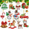Owlfun 12 Set 5D Diamond Painting Weihnachten, Kinder Painting Kit, Wichtel DIY Schlüsselanhänger Anhänger