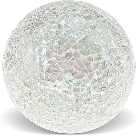 Yatinkim 8,5 cm Mosaic Glaskugel Dekorative Glas Kugeln Tafelaufsätze für Schalen Füller Globus Moderne Couchtisch Vase Heimdekoration Weiß 1 Stück