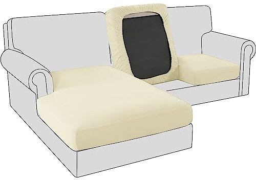 Sofa Sitzkissenbezug, Samt Stretch Bezug für Sofa Sitzkissen, Elastische Couchüberzüge, Sofasitzbezug Schonbezug Ersatz für einzelne Kissen (Großer 3-Sitzer,Beige)