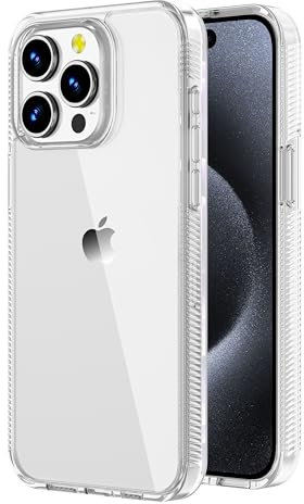 iCatchy Case for iPhone 15 Pro 6.1-inch, Non-Yellowing Anti Slip [Military Grade Drop Protection] Shockproof Bumper Cover Scratch Resistant Clear Back (Clear)