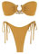 ZAFUL Bandeau-Bikini-Set mit Metallringen, seitlich zum Binden, hoher Schnitt, 2-teiliger Badeanzug mit Cut-Out-Bademode, goldgelb, Medium