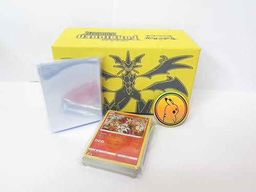 Pokemon Mystery Card Box Bundle - 50 Assorted Random Cards Mystery Pack Bundle with ETB Storage Box, Coin & 100 Sleeves! Includes Holos/Rares/Uncommon/Common Character Cards!