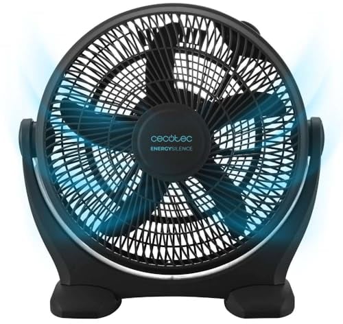 Cecotec Ventilador Industrial de Suelo EnergySilence 1400 FloorFlow. 50W, Diámetro 14 Pulgadas, 3 Velocidades, 5 Aspas Aerodinámicas, Uso Sencillo y Máxima seguridad