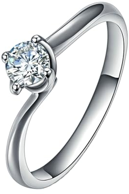 Wycian Modeschmuck Ringe, Ehering Platin 18 Karat Weißgold Blume Lab Diamant 0.3CT Weiß Brillantschliff VVS mit Größe 62 (19.7) Personalisiert Geburtstag