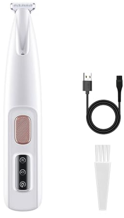 Tondeuse électrique Chien, Tondeuse Pattes Faible Bruit à Lumière LED, Rasoir Chat Chien étanche Rechargeable, pour le Toilettage Poils Animaux Pattes Visage