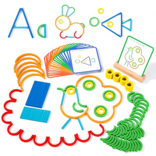 Montessori Spielzeug für Kinder Holzpuzzle Ab 3 4 5 6 7 8 Jahre Konzentrationsspiele Kinderspielzeug Ab 3-8 Jahre Fantasie und Geometrische Formen Entwickeln Geschenk für Jungen Mädchen