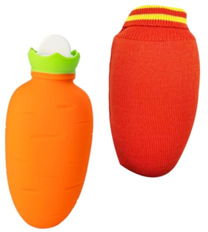 Healeved Bouillotte Rechargeable en Silicone Motif Carotte Chauffe-mains Confortable Anti-fuite pour L'extérieur