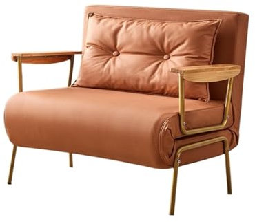 Moderne, verstellbare Kunstleder-Schlafcouch, Schlafcouch, Relaxliege für Zuhause, 100 cm, Orange