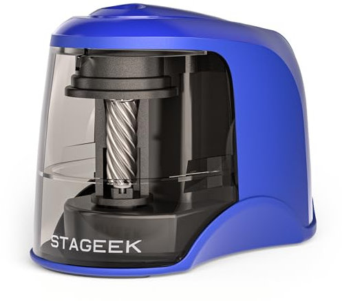 STAGEEK Electric Pencil Sharpener, Plug in or USB/Battery Operated. Works for No.2/Colored Pencils (6-8mm). Ideal for School Classroom Office Home, Blue