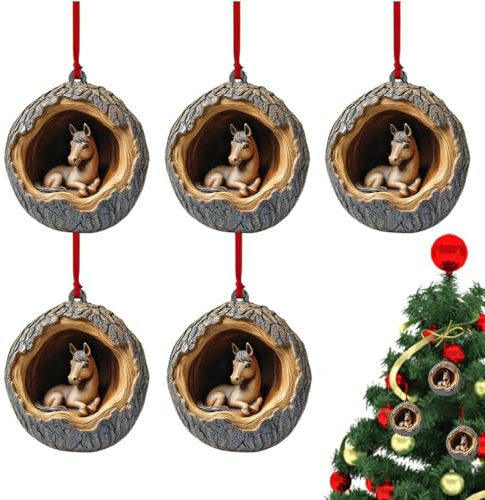 5 STK Tier-witziger Christbaumschmuck, Tierschmuck Für Den Weihnachtsbaum, 2D-Christbaumschmuck Zum Aufhängen Aus Acryl, Weihnachtsdeko Tiere, Weihnachtliche Innendekorationen, Weihnachtsbaum