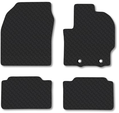 Fits Toyota Yaris (2020+) [Full Hybrid] 5mm Rubber Car Floor Mats | Tailored Fit Waterproof Non-Slip Boot Liner Full Coverage Compatible Accessory Protector Easy-Clean