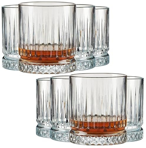 Queensway Home & Dining 355ml Drinking Whiskey Glass Tumblers Short Tall Highball Set of 8 Glassware Cocktail Juice Water Crystal Clear Glasses for Wine and Other Beverages Beer Drinks
