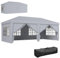 Outsunny Tonnelle de Jardin Pliante 6 x 3 m tonnelle de Jardin extérieure Barnum Pliant Pop-up imperméabilisé 4 parois latérales Amovibles 4 fenêtres + Sac de Transport Gris Clair