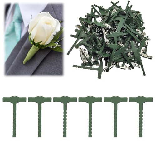 90 Stück Dreieck-T-Plastikbrosche, grüne, zarte kleine Sicherheitsnadel für Hochzeiten, Boutonniere-Nadeln, Sicherheitswerkzeug, Zubehör für Kleidung, geeignet für Hochzeiten
