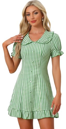 Allegra K Gingham Mini Dress Décontracté Femme