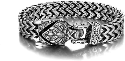 ATEIELLI Herren Edelstahl Armband mit Wolfskopf Verschluss 21/23 cm Länge 1,2cm Breite Männer Modeschmuck b353