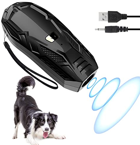 Queenmew Anti Bell Gerät Hunde, Tragbares Ultraschall Antibell Ultraschall Gerät mit Doppelfrequenz, Weitreichendes Effektives Antibell für Hunde für das Training im Innen- und Außenbereich