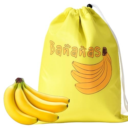 Yellow Banana Design Bag for Fridge 35cm X 28cm,Fruit Vegetable Storage Bags,Washable Reusable Drawstring Storage Pouch,Keeping Fresh Food Bag