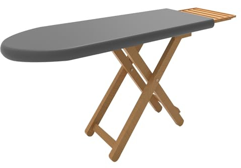 Tabla de Planchar Madera Resistente, Mesa Planchar Plegable con Soporte de Hierro para el Hogar y el Lavadero, Ajustable en 3 Alturas