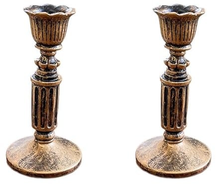 2 Stück Kerzenständer Vintage, Kerzenleuchter, Kerzenhalter für Stabkerzen, Kerzenständer Messing, Stabkerzen Tischdeko, Geeignet für Weihnachten, Hochzeiten, Kamine Und Wohnkultur