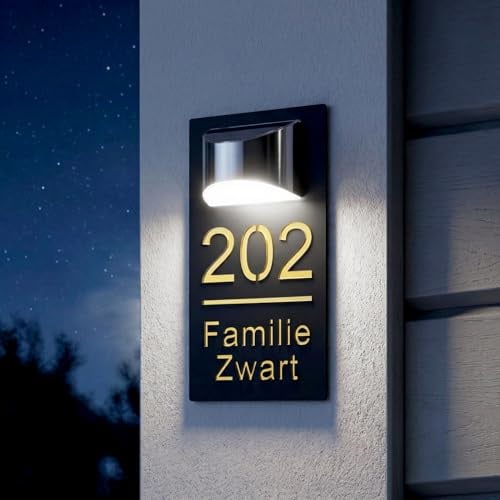 Targhe per Numeri Civici Personalizzate con Luce Solare - Targhe per Numeri Civici Illuminati - Numeri Civici Resistente alle Intemperie - Targhe per Numeri Civici da Parete - Targhe per Numeri Civici