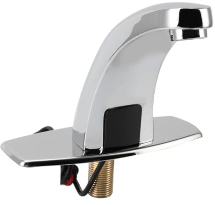 FAUOSWUK Sensor Faucet, Infrared Motion Sensor Hands Free Bathroom Sink Faucet with 15 to 20cm Sensing Distance and Water Saving, for Commercial Space