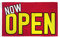 AZ FLAG Bandiera Ora Aperto Rosso E Giallo 150x90cm - Bandiera Now Open 90 x 150 cm