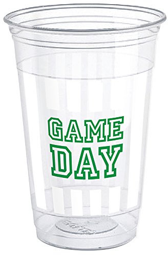 Game Day Football Plastic Party Cups - 16oz (Pack of 8) - Perfect for Tailgate, Super Bowl & Sports Events