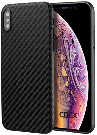 doupi UltraSlim Hülle kompatibel für iPhone XS Max (iPhone 10s Max) 6,5 Zoll, Carbon Fiber Look Ultra Dünn Handyhülle Cover Bumper Schutz Schale Case Schutzhülle, Kohlefaser Optik schwarz