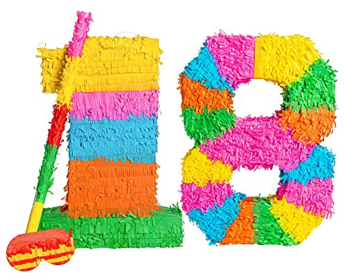 Fax Potato Pinata Set mit Stick & Blindfold - 18. Geburtstag/Jahrestag - Rainbow