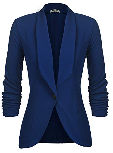 UNibelle Blazer Femme Veste Blazers Veste De Costume Manche 3/4 Casual Slim Court Chic Bleu Saphir,L