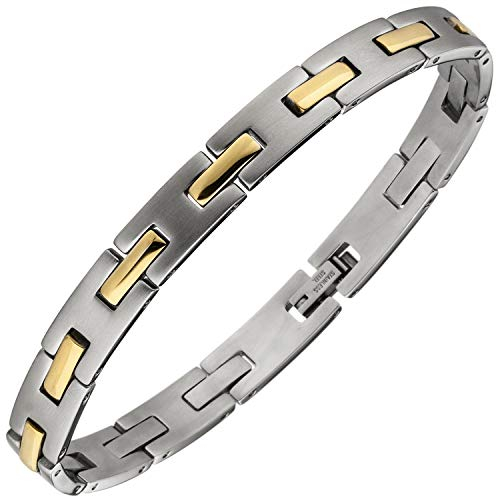 Jobo Herren Armband Edelstahl bicolor teil matt 21 cm