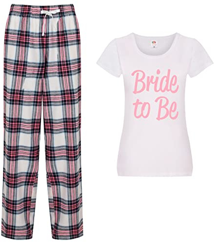 60 Second Makeover Limited Bride To Be Pyjamas Ladies Tartan Trouser Bottoms Pyjama Wedding Hen Party