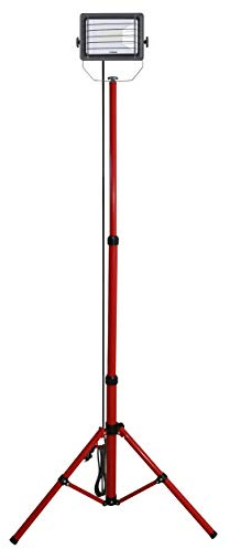 Velamp WAINGRO + trépied projecteur spot LED sur trépied, 50 W, rouge, câble 3 m, grille de protection, étanche IP65, utilisation en extérieur, travaux, fêtes et barbecue dans le jardin 50 W