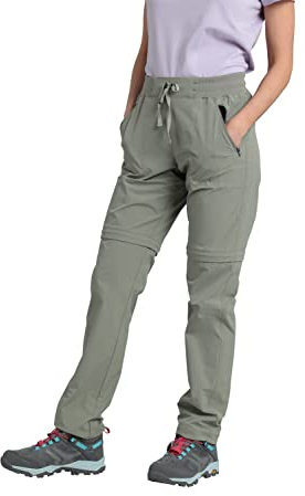 Mountain Warehouse Explorer Womens Zip Off Trousers - Quick Drying Pants, UV Protection Bottoms - for Hiking, Camping & Outdoors Light Khaki (Regular Length) Women's Size 12