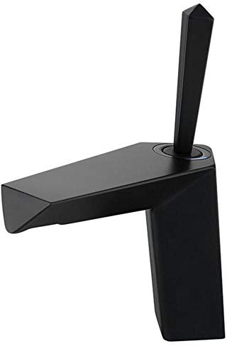 Grifo Lavabo Baño Cascada Latón Lavabo Bajo Encimera Grifo para Lavabo Frío y Calor Monomando Grifo Lavabo-Negro