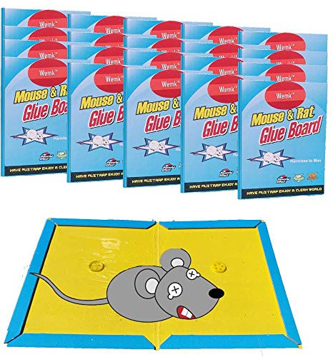 Trampa Adhesiva para Ratones y Ratas - 10 Placas Grandes de Pegamento Extrafuerte - Trampas Ratoneras Profesionales - Atrapa Ratones Sin Veneno - Wemk