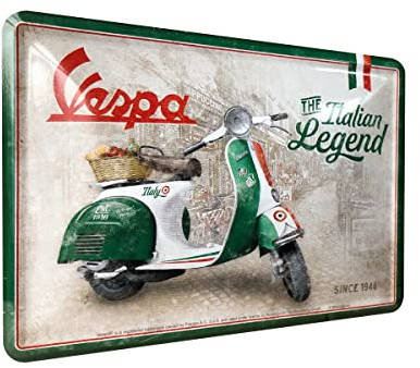 Nostalgic-Art Retro Blechpostkarte, 10 x 14 cm, Vespa – Italian Legend – Geschenk-Idee für Roller-Fans, Original Lizenzprodukt (OLP), Postkarte aus Metall, Mini-Blechschild als Grußkarte