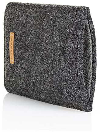 smukbird - Handytasche für iPhone XR mit Case | aus echtem Filz + Baumwolle | anthrazit | Design: Tracks