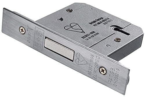 76mm 5 Lever Mechanism BS Deadlock - Satin Stainless Steel Door Security Latch | Secure Door Latch Dead Lock - Locking Key Turn Security Catch