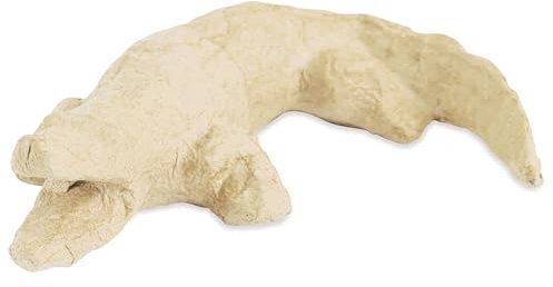 Décopatch AP196C - Krokodil aus Pappmaché, 14 cm, für Wohndeko, einfach zum Verzieren, Kartonbraun, 1 Stück