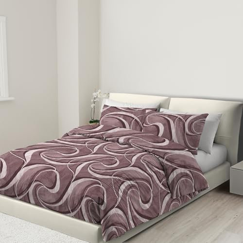 Banzaii Copripiumino Singolo 155x200 cm con Cerniera e Lacci Angolari 100% Microfibra Manopesca, Set Copripiumino e Federa con Zip 50x80 cm, Made in Italy, Nicole Bordeaux