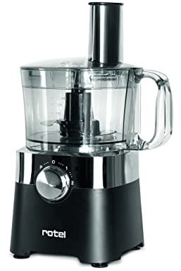 Rotel 1436550 Robot de Cuisine Multifonction, Hachoir électrique, mixeur Blender, râpe, Presse agrume, Acier Inoxydable, Plastique, Noir, 38,5 x 24,6 x 11,9 cm
