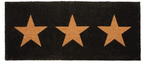 Premier Housewares Three Natural Stars Extra Large Doormat Handwoven Coir Welcome Mat with Contemporary Design Sustainably Sourced Floor Mat, Water-Resistant, Anti-Slip PVC Back, 55 x 2 x 125 cm