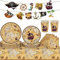 Newtic 52PCS Piraten kindergeburtstag deko set, Piraten Partygeschirr, Partyzubehör für Piraten-Geburtstag, Dazu gehören Teller,Tasse,Tischdecke,Servietten, Banner, für 10 Kinder Mädchen Jungen