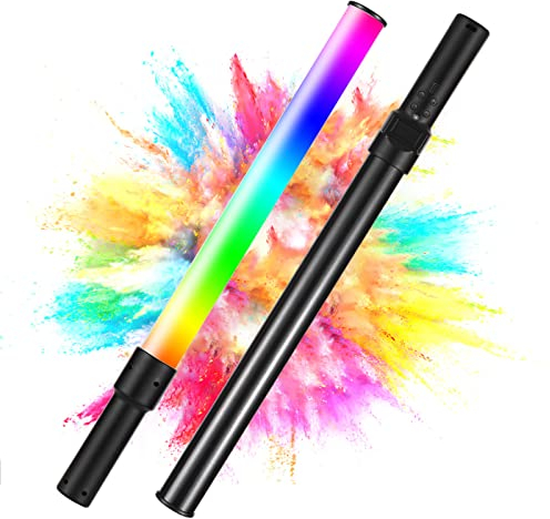 Andoer D2 RGB Tube Light, RGB Handheld Videoleuchte 2500K/5500K/8500K Dimmbar 7 Bunte Lichteffekte Eingebauter Akku für Vlog Live Streaming Produktporträtfotografie