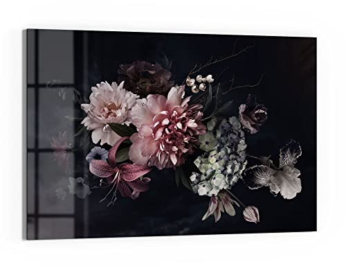 DEQORI Glas-Magnettafel | 60x40 cm groß | Motiv Blühende Pracht | Memo-Board aus Glas | Magnetboard inkl. Magnete, Stift & Tuch für Küche & Büro | Tafel magnetisch & beschreibbar